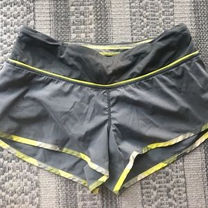 Lululemon size 4 Speed Shorts grey/yellow